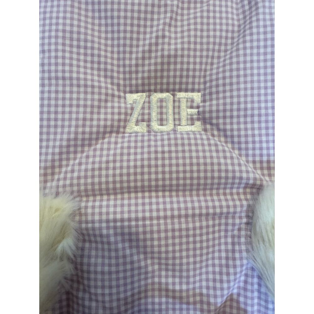 Pottery Barn Shaggy Unicorn Purple Gingham Sleeping Bag “ZOE” Monogram NWT - Picture 4 of 9